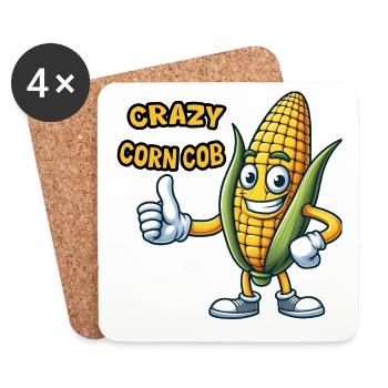 Crazy Veggies Corn Cob Thumbs Up - Coasters (set of 4) - white - Front