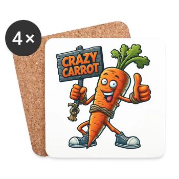 Légumes fous : Carotte avec bouclier pouces levés - Dessous de verre (lot de 4) - blanc - Devant