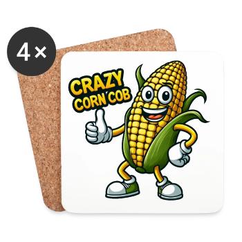 Crazy Veggies: Corn Cob Thumbs Up - Coasters (set of 4) - white - Front