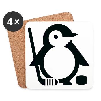 Minimalistischer Pinguin Eishockeyspieler - - Untersetzer (4er-Set) - Weiß - Vorne