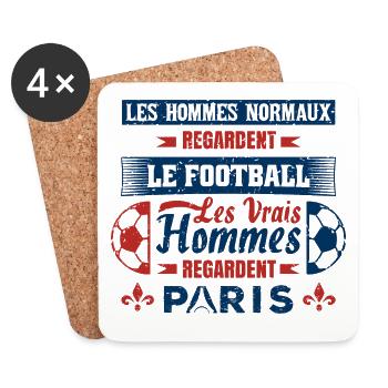 les vrais hommes regardent paris fans club de foot - Dessous de verre (lot de 4) - blanc - Devant