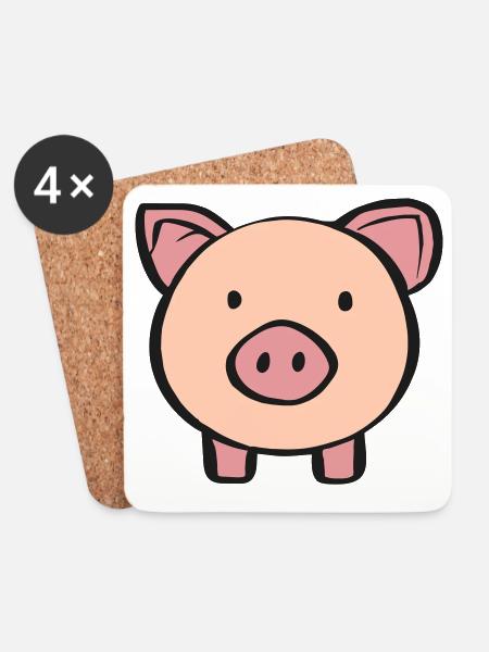 Schweinchen - Untersetzer (4er-Set) - Weiß
