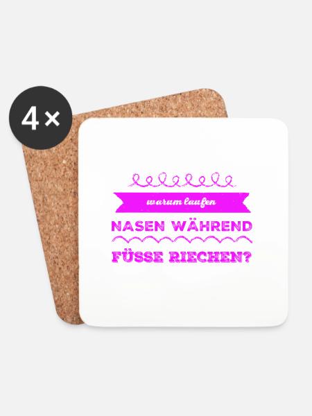 Nasen vs Füße - Untersetzer (4er-Set) - Weiß