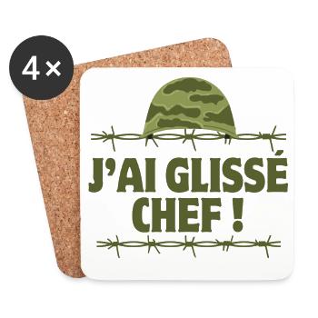 j'ai glissé chef, 7ème compagnie - Dessous de verre (lot de 4) - blanc - Devant
