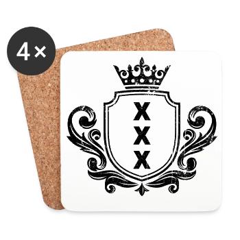 Amsterdam xxx Flagge - Untersetzer (4er-Set) - Weiß - Vorne