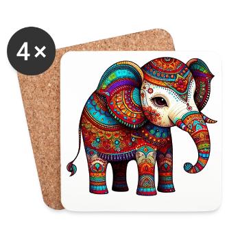 Elefant - Untersetzer (4er-Set) - Weiß - Vorne