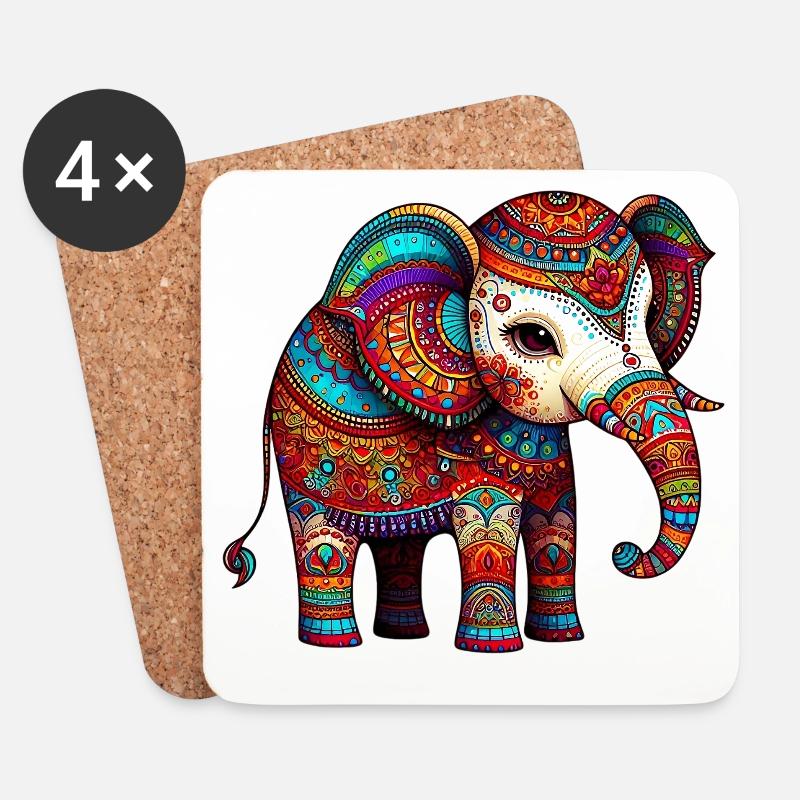 Elefant - Untersetzer (4er-Set) - Weiß