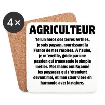 Farmer, Agriculture, Landscape - Coasters (set of 4) - white - Front