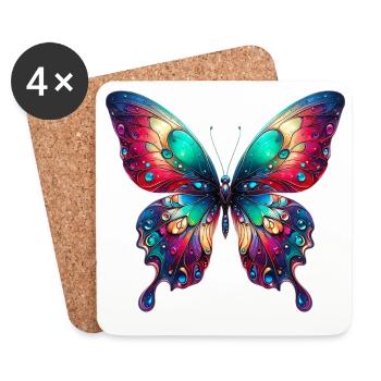 Schmetterling - Untersetzer (4er-Set) - Weiß - Vorne