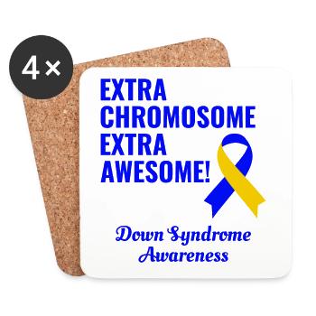 Down-Syndrom-Tag Extra Chromosom Extra Awesome - Untersetzer (4er-Set) - Weiß - Vorne