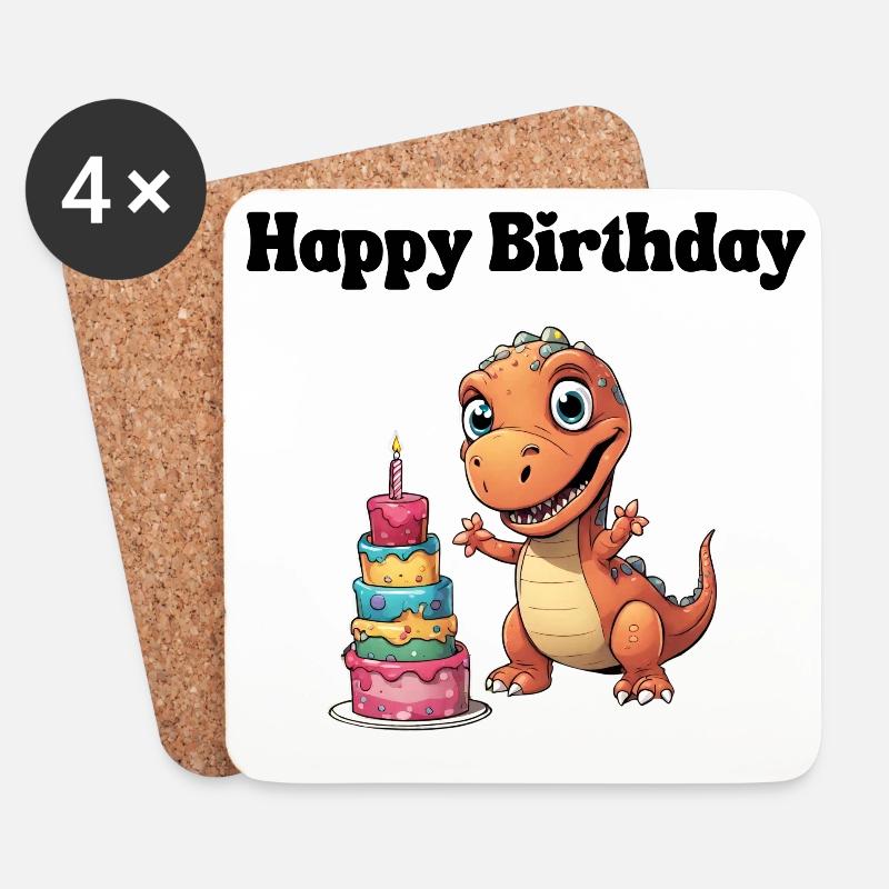 Happy Birthday - Herzlichen Glückwunsch - Untersetzer (4er-Set) - Weiß