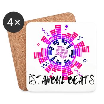 Disco Neon DJ Circle Design - Coasters (set of 4) - white - Front