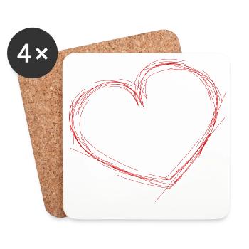 SAINT VALENTIN. EVJF. JE T'AIME. I LOVE YOU. AMOUR - Dessous de verre (lot de 4) - blanc - Devant