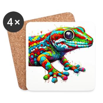 Gecko - Dessous de verre (lot de 4) - blanc - Devant