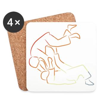 Judo Fighter Drawing - Coasters (set of 4) - white - Front