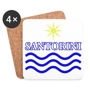 Sonne und Wellen Küstendesign - Untersetzer (4er-Set) - Weiß - Vorne