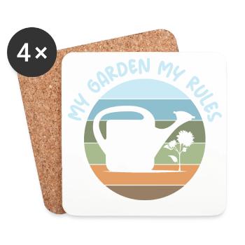 dictons drôles jardinier règles logo rétro - Dessous de verre (lot de 4) - blanc - Devant