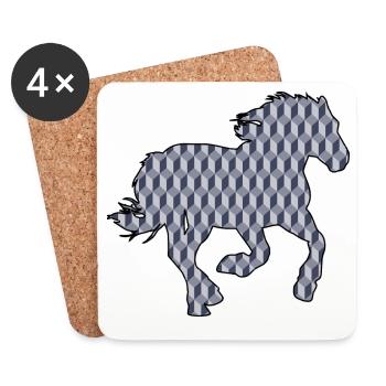 CHEVAL. POULAIN. JUMENT. ANIMAL. ANIMAUX. NATURE. - Dessous de verre (lot de 4) - blanc - Devant