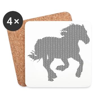 CHEVAL. POULAIN. JUMENT. ANIMAL. ANIMAUX. NATURE. - Dessous de verre (lot de 4) - blanc - Devant