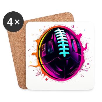 American Football Ball Steamwave - Coasters (set of 4) - white - Front