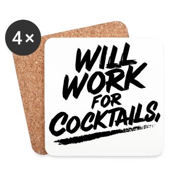 Fonctionnera pour les cocktails - Dessous de verre (lot de 4) - blanc - Devant