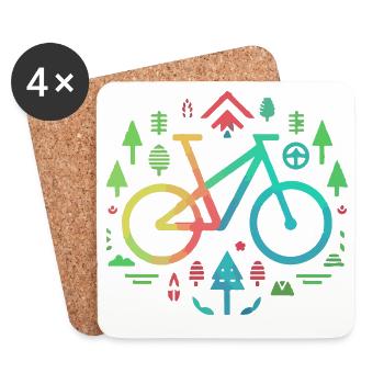 Vélo minimaliste et contour de la nature - Dessous de verre (lot de 4) - blanc - Devant