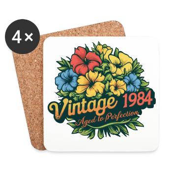 Millésime 1984 - Vieilli à la perfection - Dessous de verre (lot de 4) - blanc - Devant