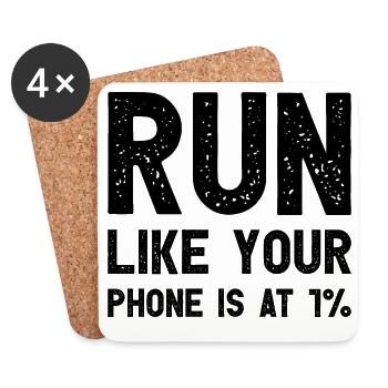 Run Like Your Phone Is At 1% Witziges Läufer - Untersetzer (4er-Set) - Weiß - Vorne