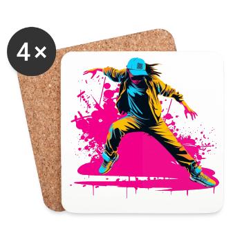 Breakdancer des années 90 - Dessous de verre (lot de 4) - blanc - Devant