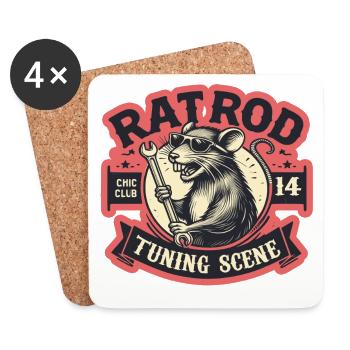 Ratsking Ratlook Shirt – Rustic Custom Style - Coasters (set of 4) - white - Front