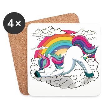 Yogicorn Unicorn im Yoga Flow - Einhorn Meditation - Untersetzer (4er-Set) - Weiß - Vorne