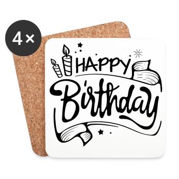 Bon anniversaire - Dessous de verre (lot de 4) - blanc - Devant