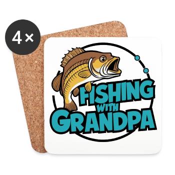 Angeln mit Opa mit buntem Fischdesign - Untersetzer (4er-Set) - Weiß - Vorne