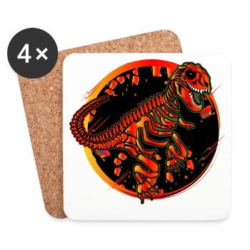 Dinosaur Skeleton Colorful Dino Fossil Patch - Coasters (set of 4) - white - Front