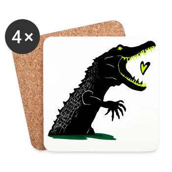 Crocodile I like you to eat - Coasters (set of 4) - white - Front