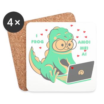 Love 💘 I frog amoi mai AI - Coasters (set of 4) - white - Front