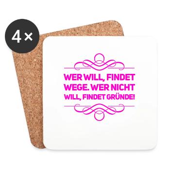 wer will, findet Wege - Untersetzer (4er-Set) - Weiß - Vorne