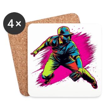 Baseballspieler Steamwave - Untersetzer (4er-Set) - Weiß - Vorne