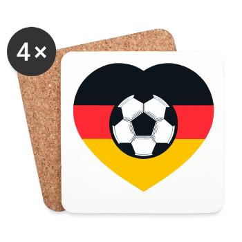 Germany Heart Football Emblem - Coasters (set of 4) - white - Front