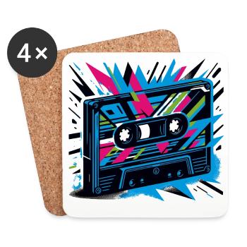 Music cassette in retro style 80s and 90s style - Coasters (set of 4) - white - Front
