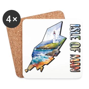 Watercolor Map Isle of Man - Coasters (set of 4) - white - Front