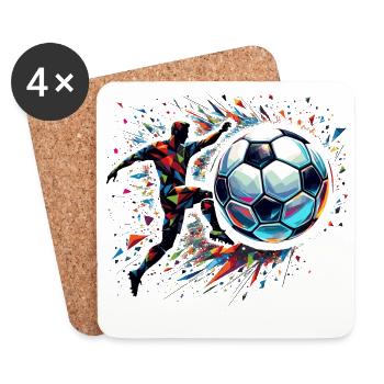 joueur de football dynamique jouant au football - Dessous de verre (lot de 4) - blanc - Devant