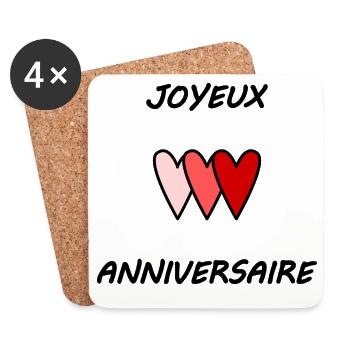 HAPPY BIRTHDAY. HAPPY BIRTHDAY. ANNIVERSARY. - Coasters (set of 4) - white - Front