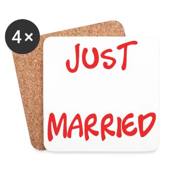 JUST MARRIED. Bachelorette party. VALENTINE'S DAY. COUPLE - Coasters (set of 4) - white - Front
