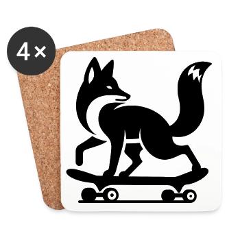 Fuchs Silhouette minimalistisch Skateboard Skater - Untersetzer (4er-Set) - Weiß - Vorne