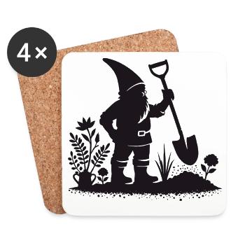 charming silhouette motif of a garden gnome - Coasters (set of 4) - white - Front
