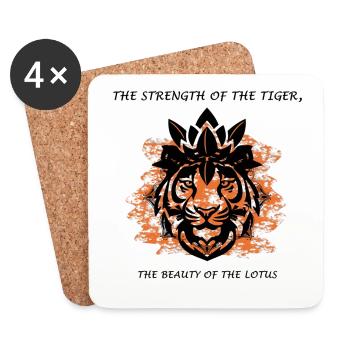 Tiger Lotus Indien - Untersetzer (4er-Set) - Weiß - Vorne