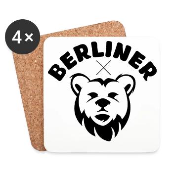Ours Berlin Bande dessinée Dessin animé Illustration - Dessous de verre (lot de 4) - blanc - Devant