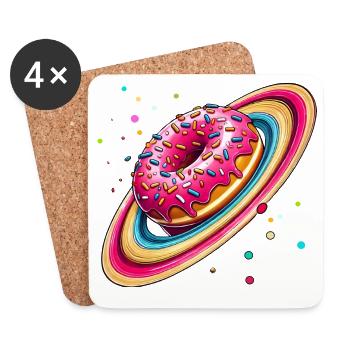Ein Donut mit bunten Streuseln als Planet Saturn - Untersetzer (4er-Set) - Weiß - Vorne