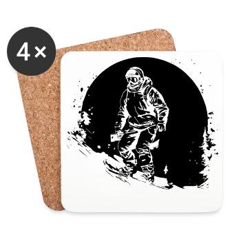 Planche à neige - Dessous de verre (lot de 4) - blanc - Devant